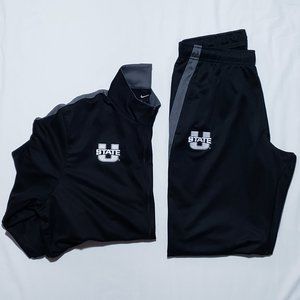 NIKE UTAH STATE AGGIES EPIC JACKET + PANTS BLACK GREY LARGE EUC